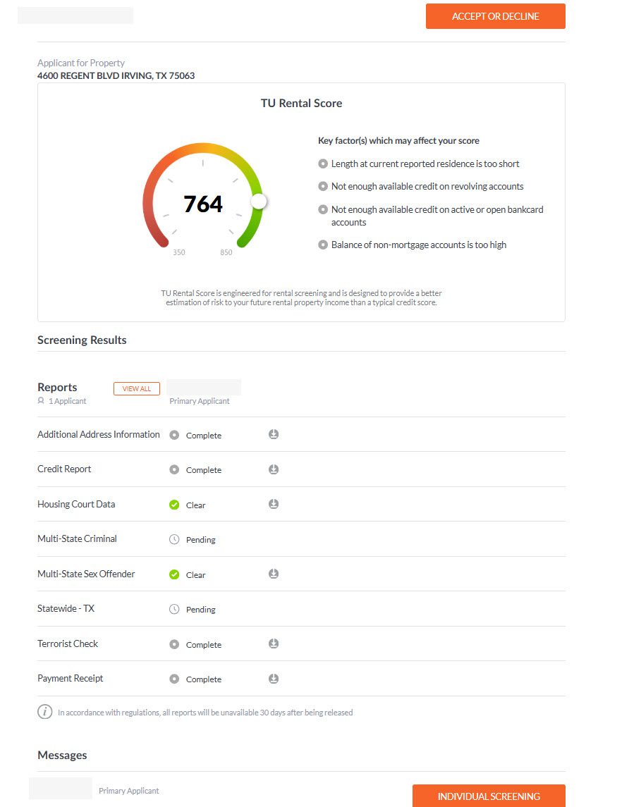 MyRental Dashboard Report Availability