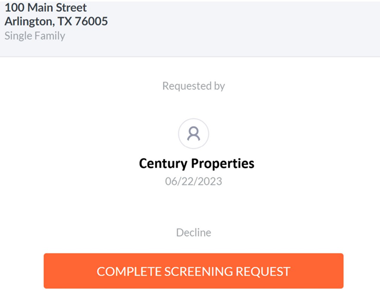 Consumer invitation email from MyRental