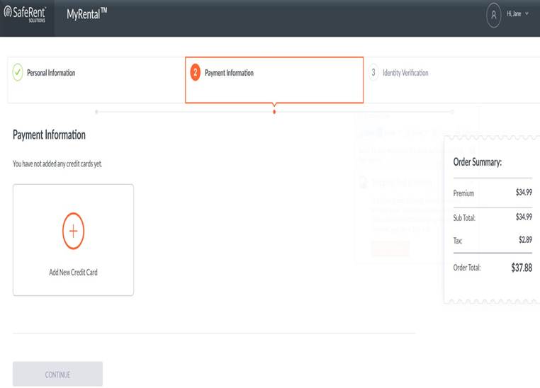 Consumer payment information tab