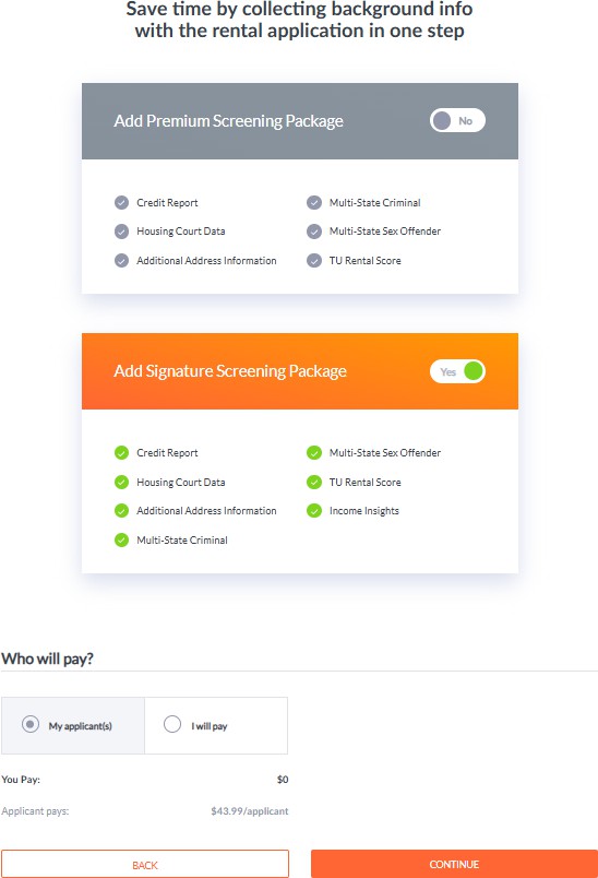 Select a screening package