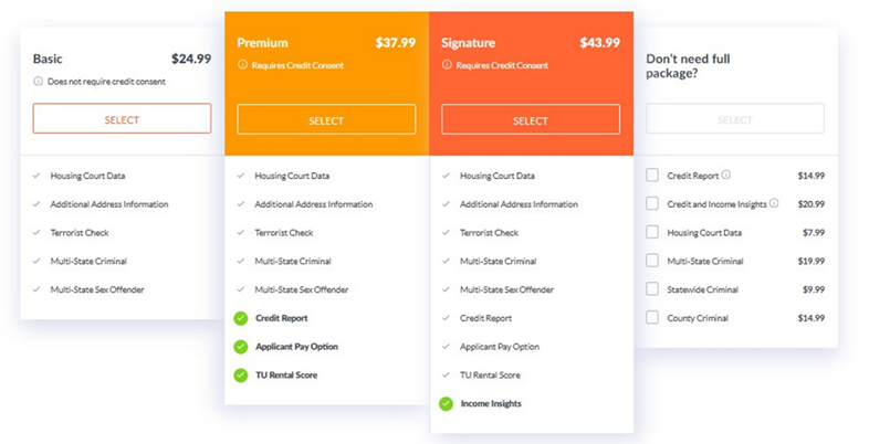 Screening package options