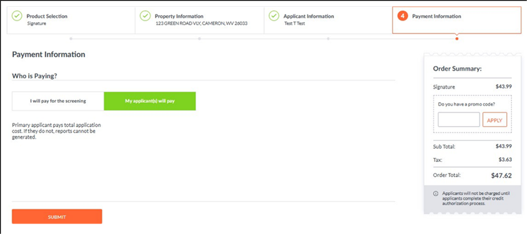 Select payment option and submit