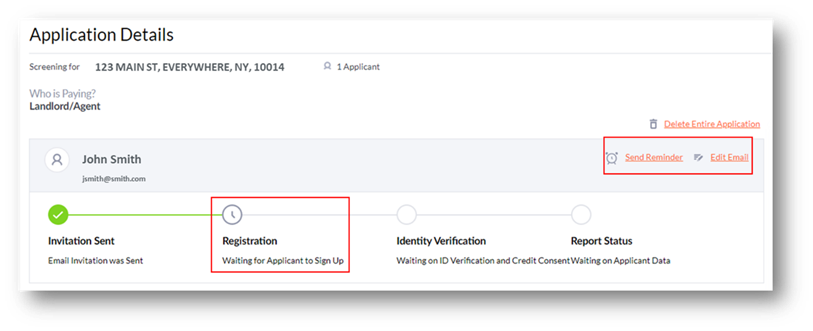 Application status detail