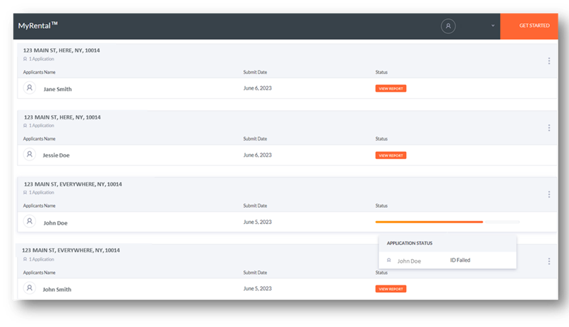 My Dashboard — report status overview